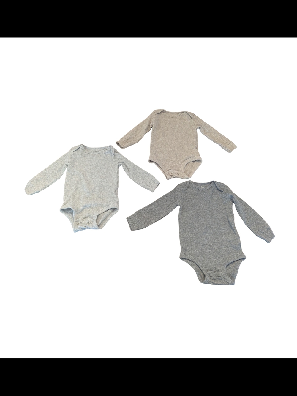 EUC Simple Joy Carters Baby Boy 18 month Waffle Knit Thermal Neutral LS Bodysuit